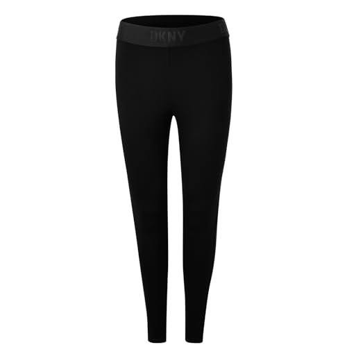 DKNY Women's Leggings with Logo Waistband, Black, XS von DKNY