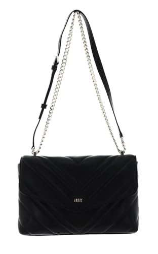 DKNY Women's Madison Large Envelope Flap with Adjustable Chain Strap in Lamb Nappa Leather Shoulder Bag, Black/Gold von DKNY