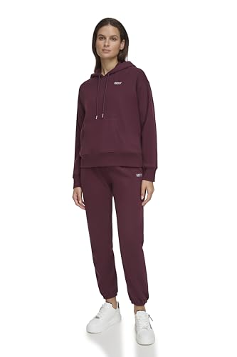 DKNY Women's Metallic Logo Hoodie Sweatshirt, Currant, XL von DKNY