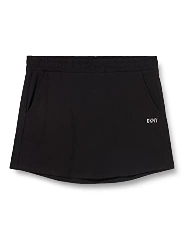 DKNY Women's Metallic Logo Mini Skirt with Pockets Casual Shorts, Black/Silver, Large von DKNY