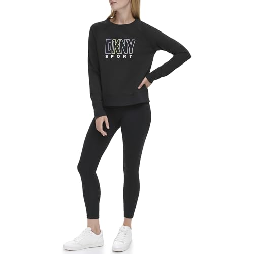 DKNY Women's Multi Outline Logo Pullover Sweatshirt, Black Tulip, 36 von DKNY
