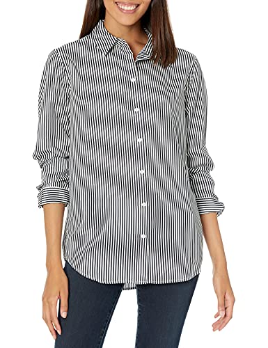 DKNY Women's Printed up Blouse with Stripes and Long Sleeves Button Down Shirt, Navy / Ivory, XS von DKNY