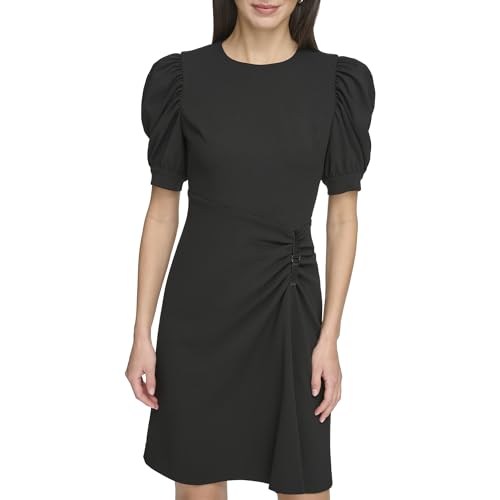 DKNY Women's Short Balloon Sleeve Ruched Dress, Black, Size 8 von DKNY