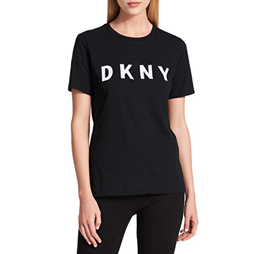 DKNY Women's Short Sleeve Logo T-shirt, Black, S von DKNY