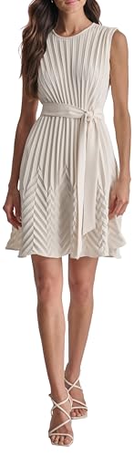 DKNY Women's Sleeveless Jewel Neck Front Dress, Eggshell, Size 38 DKNY Women's Sleeveless Jewel Neck Front Dress, Eggshell, Size 38 von DKNY