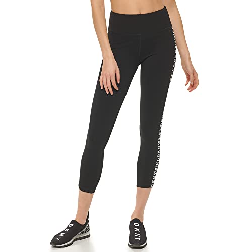 DKNY Women's Two Tone Logo Taping High Waist 7/8 Leggings, Black, X-Klein von DKNY