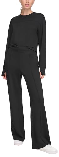 DKNY Women's Wide Leg Greenwich Pants, Black, Large von DKNY
