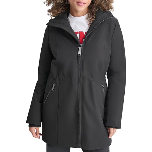 DKNY Women's Wm Hooded Meshba Softshell, Black, X-Large Jacket, XL von DKNY