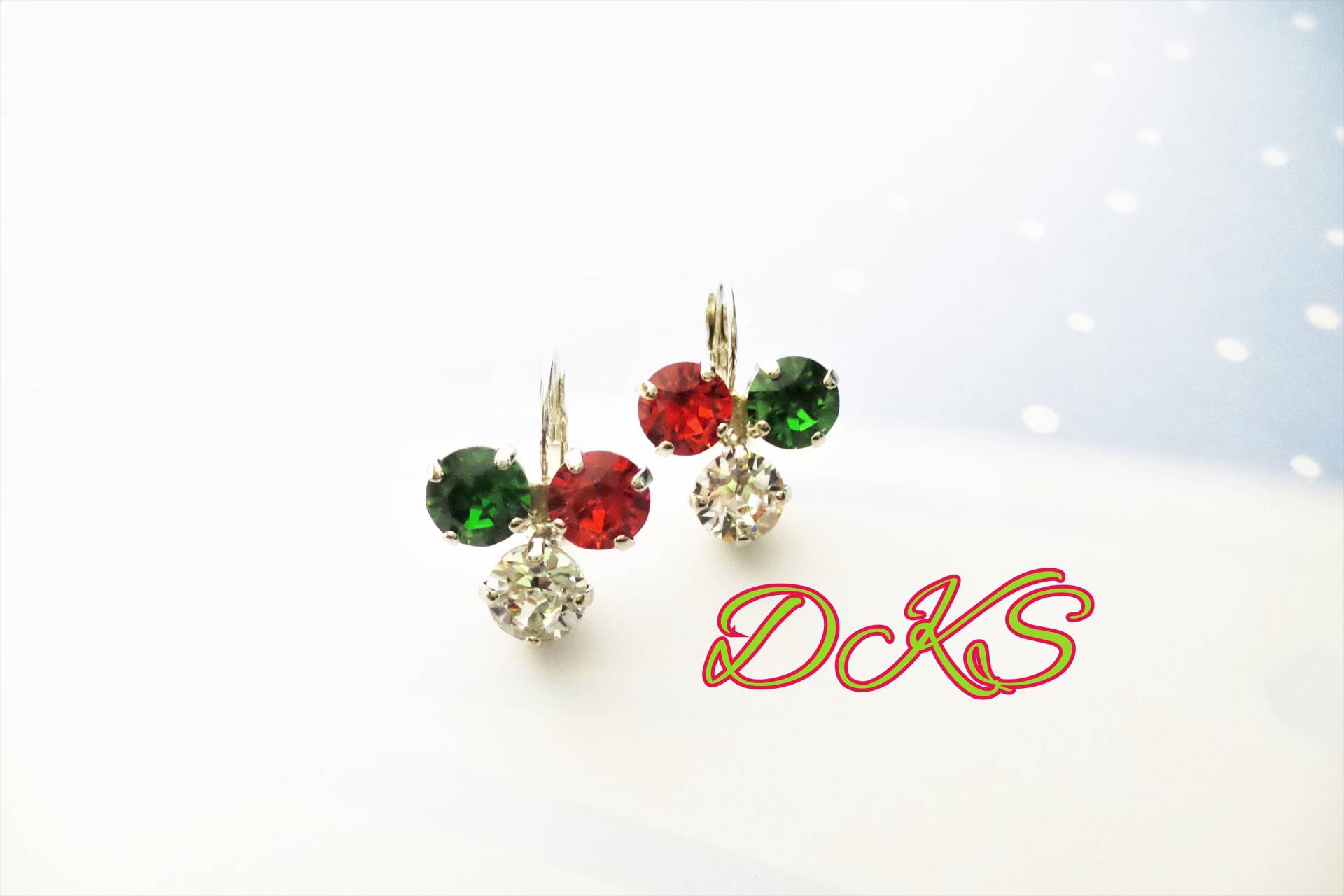 Kristall Ohrringe, Weihnachtsohrringe, Ohrhänger, Dangle, Drop, Triple Stone, Dksjewelrydesigns von DKSJewelrydesigns