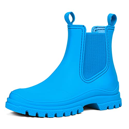 DKSUKO Damen Kurze Regenstiefel Gummi Wasserdicht Gartenstiefel Elastisch Slip On Knöchel Chelsea Boot Mode Isolierter Regenschuh für Outdoor Arbeit Dicke Sohle, Seeblau, 36 EU DKSUKO Damen Kurze Regenstiefel Gummi Wasserdicht Gartenstiefel Elastisch Slip On Knöchel Chelsea Boot Mode Isolierter Regenschuh für Outdoor Arbeit Dicke Sohle, Seeblau, 36 EU von DKSUKO