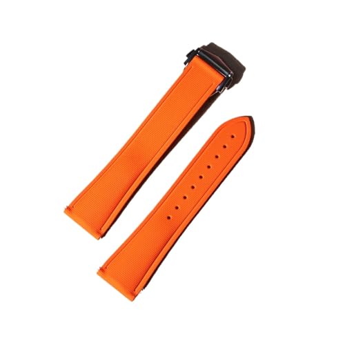 DKWOIS 20 mm 21 mm 22 mm weiches FKM-Gummi-Uhrenarmband, perfekt kompatibel mit Cartier Santos Omega AP, kompatibel mit Panerai Sekio Flat End Universal-Uhrenarmband(Orange,21MM_CONVEX BUCKLE) von DKWOIS