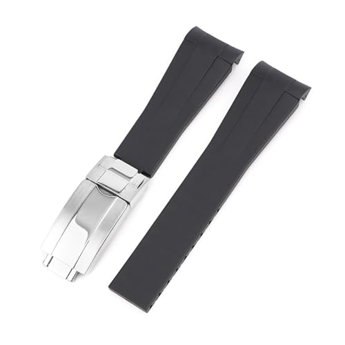 DKWOIS 20 mm gebogenes FKM-Uhrenarmband, kompatibel mit Omega X Swath Moothswatch Style CTS Herren- und Damen-Uhrenarmband(Black,20MM_NO BUCKLE) von DKWOIS