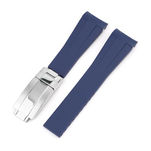DKWOIS 20 mm gebogenes FKM-Uhrenarmband, kompatibel mit Omega X Swath Moothswatch Style CTS Herren- und Damen-Uhrenarmband(Blue,20MM_NO BUCKLE) von DKWOIS