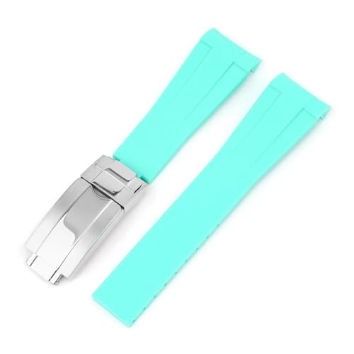 DKWOIS 20 mm gebogenes FKM-Uhrenarmband, kompatibel mit Omega X Swath Moothswatch Style CTS Herren- und Damen-Uhrenarmband(Cyan,20MM_NO BUCKLE) von DKWOIS