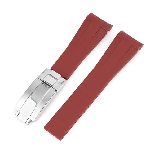 DKWOIS 20 mm gebogenes FKM-Uhrenarmband, kompatibel mit Omega X Swath Moothswatch Style CTS Herren- und Damen-Uhrenarmband(Dark Red,20MM_NO BUCKLE) von DKWOIS