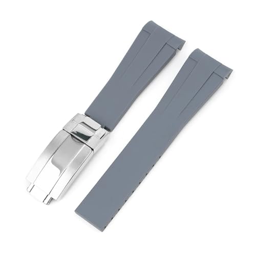 DKWOIS 20 mm gebogenes FKM-Uhrenarmband, kompatibel mit Omega X Swath Moothswatch Style CTS Herren- und Damen-Uhrenarmband(Gary,20MM_SILVER BUCKLE) von DKWOIS