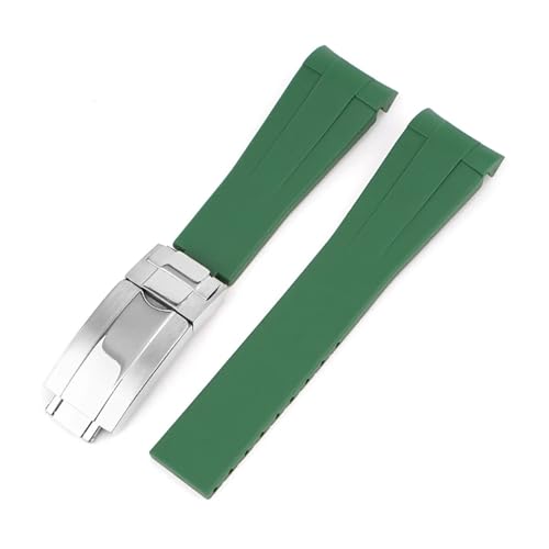 DKWOIS 20 mm gebogenes FKM-Uhrenarmband, kompatibel mit Omega X Swath Moothswatch Style CTS Herren- und Damen-Uhrenarmband(Green,20MM_SILVER BUCKLE) von DKWOIS