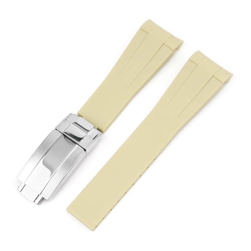 DKWOIS 20 mm gebogenes FKM-Uhrenarmband, kompatibel mit Omega X Swath Moothswatch Style CTS Herren- und Damen-Uhrenarmband(Khaki,20MM_NO BUCKLE) von DKWOIS