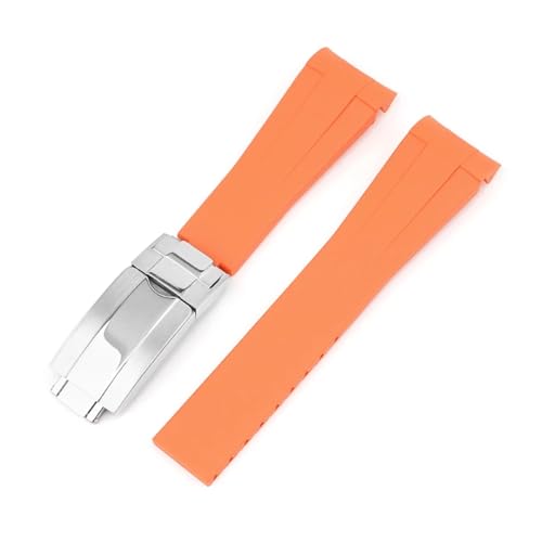 DKWOIS 20 mm gebogenes FKM-Uhrenarmband, kompatibel mit Omega X Swath Moothswatch Style CTS Herren- und Damen-Uhrenarmband(Orange,20MM_SILVER BUCKLE) von DKWOIS
