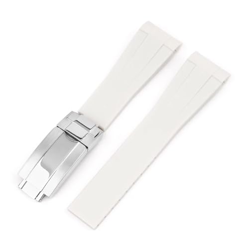 DKWOIS 20 mm gebogenes FKM-Uhrenarmband, kompatibel mit Omega X Swath Moothswatch Style CTS Herren- und Damen-Uhrenarmband(Seat height 24 cm,20MM_SILVER BUCKLE) von DKWOIS