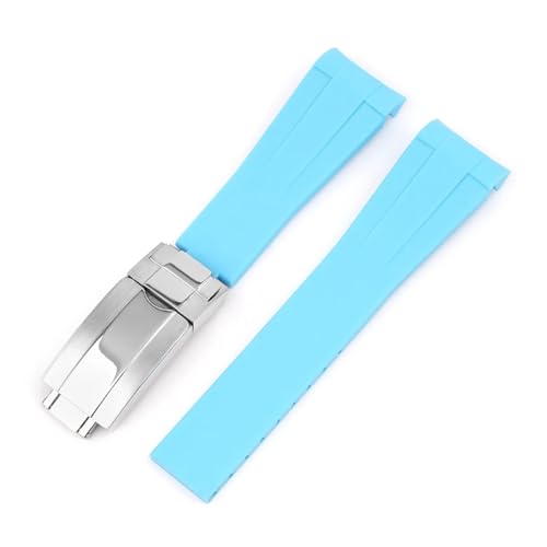 DKWOIS 20 mm gebogenes FKM-Uhrenarmband, kompatibel mit Omega X Swath Moothswatch Style CTS Herren- und Damen-Uhrenarmband(Sky Blue,20MM_NO BUCKLE) von DKWOIS