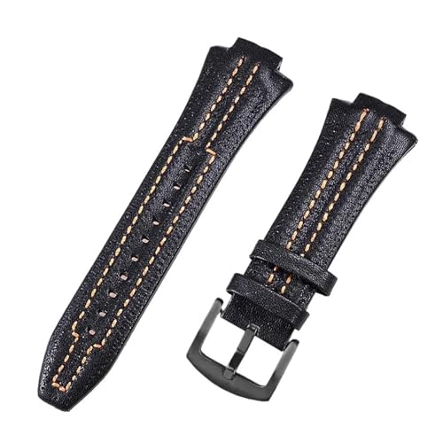DKWOIS 27x15mm Uhrenarmband for Seiko SNL029P2 SNL021P1 SNL595P2 SNL017P1 Herrenarmband Konvexes Interface Armband Gürtel(Black black) von DKWOIS