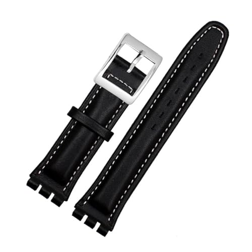 DKWOIS Echtes Lederarmband, kompatibel mit Swatch-Armband, schlichtes Uhrenarmband, 17 mm, 19 mm, Handgelenkband, rote Uhrenarmbänder, Damen- und Herren-Uhrengürtel, Zubehör(Black white silver,19mm) DKWOIS Echtes Lederarmband, kompatibel mit Swatch-Armband, schlichtes Uhrenarmband, 17 mm, 19 mm, Handgelenkband, rote Uhrenarmbänder, Damen- und Herren-Uhrengürtel, Zubehör(Black white silver,19mm) von DKWOIS