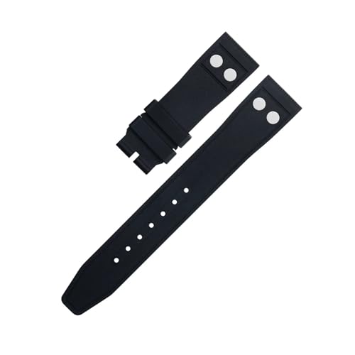 DKWOIS Fluorkautschuk FKM Gummi Uhrenarmband 20mm 22mm Kompatibel mit IWC Pilot Uhrenarmband mit Schnellverschluss(Black,20MM_NO BUCKLE) von DKWOIS