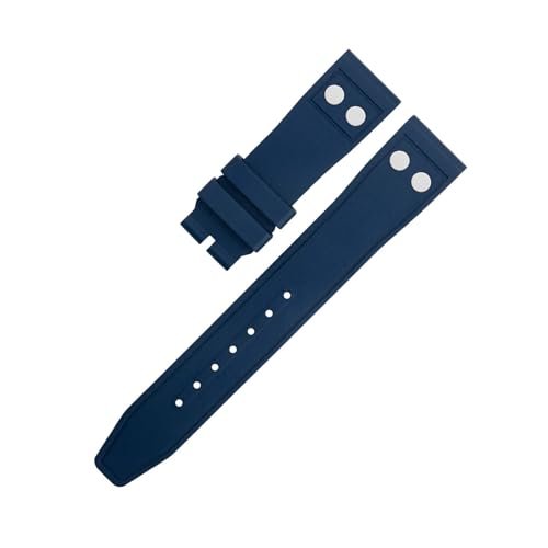 DKWOIS Fluorkautschuk FKM Gummi Uhrenarmband 20mm 22mm Kompatibel mit IWC Pilot Uhrenarmband mit Schnellverschluss(Blue,22MM_BLUCK FOLDING CLASP) von DKWOIS
