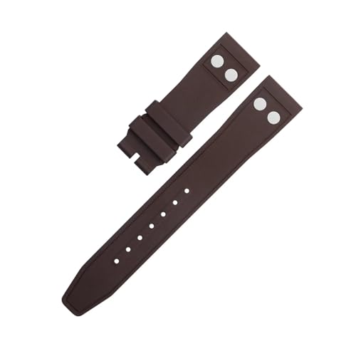 DKWOIS Fluorkautschuk FKM Gummi Uhrenarmband 20mm 22mm Kompatibel mit IWC Pilot Uhrenarmband mit Schnellverschluss(Brown,20MM_BLUCK FOLDING CLASP) von DKWOIS