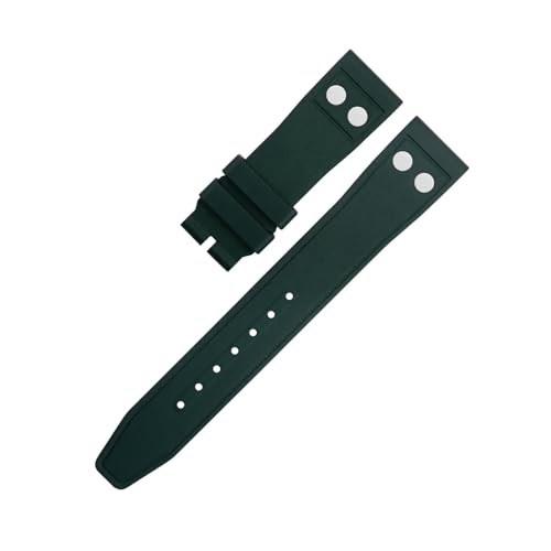 DKWOIS Fluorkautschuk FKM Gummi Uhrenarmband 20mm 22mm Kompatibel mit IWC Pilot Uhrenarmband mit Schnellverschluss(Green,20MM_SILVER FOLDING CLASP) von DKWOIS