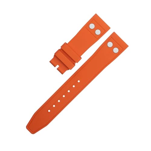 DKWOIS Fluorkautschuk FKM Gummi Uhrenarmband 20mm 22mm Kompatibel mit IWC Pilot Uhrenarmband mit Schnellverschluss(Orange,22MM_BLUCK FOLDING CLASP) von DKWOIS