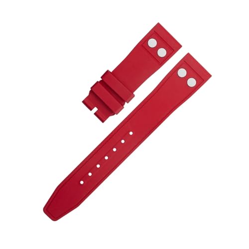 DKWOIS Fluorkautschuk FKM Gummi Uhrenarmband 20mm 22mm Kompatibel mit IWC Pilot Uhrenarmband mit Schnellverschluss(Red,20MM_BLUCK FOLDING CLASP) von DKWOIS