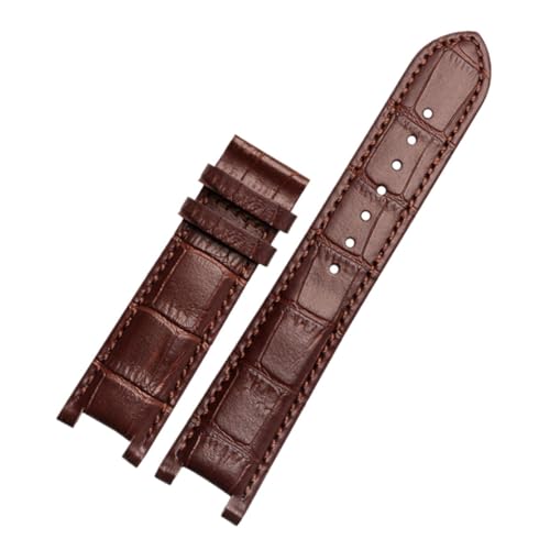 DKWOIS Gekerbtes Leder-Uhrenarmband, 20 x 11 mm, 22 x 13 mm, kompatibel mit GC Guess Passa Lleathe, wasserdichter Uhrenkette for Herren und Damen(Brown no bucke,22x13mm) von DKWOIS