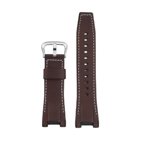 DKWOIS Herren-Lederarmband, 26 Mm, Kompatibel Mit Uhrenzubehör Der Casio GST-B100 S130 W300GL 400G W330 GST-W120L S120 W130L S100-Serie(Dark brown Silver) von DKWOIS