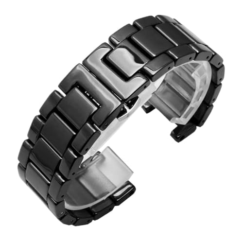 DKWOIS Hochwertiges Keramikarmband, kompatibel mit GC-Uhrenarmband. Modisches, gekerbtes Keramikarmband(Noir,20X11mm) von DKWOIS