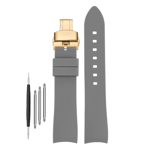 DKWOIS Kompatibel mit G-UCCI GC Bee Red Green 1474 Silikon-Uhrenarmband YA1264033 Arc Mouth Herren- und Damen-Gummiarmband 20 mm 22 mm Armband(A-gray-gold,22mm) von DKWOIS