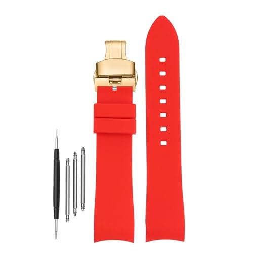 DKWOIS Kompatibel mit G-UCCI GC Bee Red Green 1474 Silikon-Uhrenarmband YA1264033 Arc Mouth Herren- und Damen-Gummiarmband 20 mm 22 mm Armband(A-red-gold,20mm) von DKWOIS