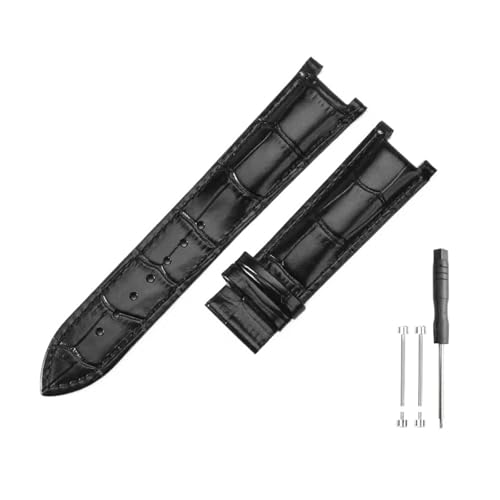 DKWOIS Kompatibel mit Gucci Men Women Guess Concave Interface Echtes Leder Solid Steel Butterfly Buckle Ya133309 Rindsleder 2022 mm Uhrenarmband(Black black-No,22x13mm) von DKWOIS