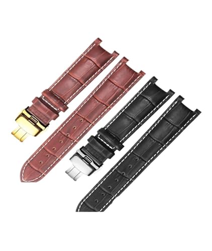 DKWOIS Kompatibel mit Gucci Men Women Guess Concave Interface Echtes Leder Solid Steel Butterfly Buckle Ya133309 Rindsleder 2022 mm Uhrenarmband(Blue blue-RS-B1,22x13mm) von DKWOIS