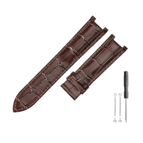 DKWOIS Kompatibel mit Gucci Men Women Guess Concave Interface Echtes Leder Solid Steel Butterfly Buckle Ya133309 Rindsleder 2022 mm Uhrenarmband(Brown brown-No,22x13mm) von DKWOIS