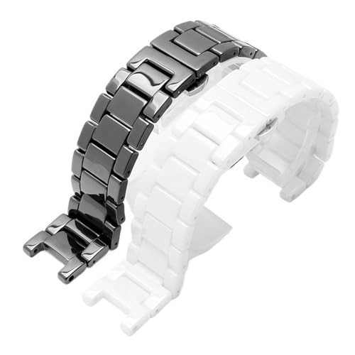 DKWOIS Konkaves Keramikarmband, 20 x 11, 18 x 10, 16 x 9 mm, kompatibel mit Follie Omega GC Guess Dior Pasha, gekerbtes Band, Schwarz(Noir,16mm-10mm) von DKWOIS