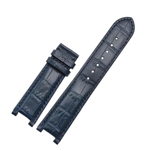 DKWOIS Lederarmband, kompatibel mit GC 22 x 13 mm, 20 x 11 mm, gekerbtes Armband mit Edelstahl-Schmetterlingsschnalle. Herren- und Damen-Uhrengürtel(Dark blue no buckle,22-13mm) von DKWOIS