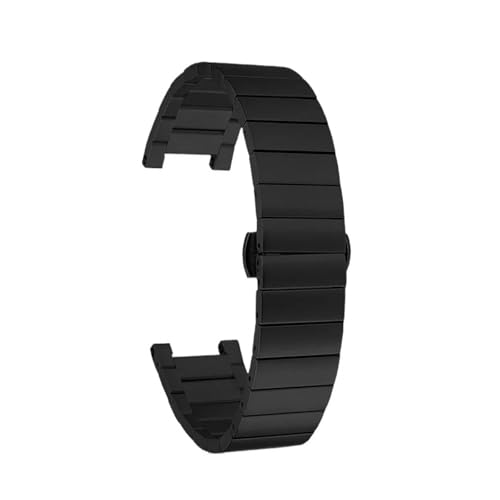 DKWOIS Massives Edelstahlarmband, kompatibel mit GC 22 x 14 mm, 20 x 12 mm, 16 x 8 gekerbtes Armband mit Schmetterlingsschnalle aus Edelstahl for Herren und Damen(Noir,20-12mm) von DKWOIS