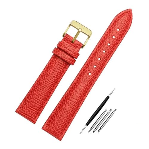 DKWOIS Modisches Uhrenarmband aus Eidechsenleder, kompatibel mit GC YA126.4 Armani AR11067 AR1674 Seagull 719.403LK Damenuhrenarmband 14 16 18 20 mm(Red-gold,14mm) von DKWOIS
