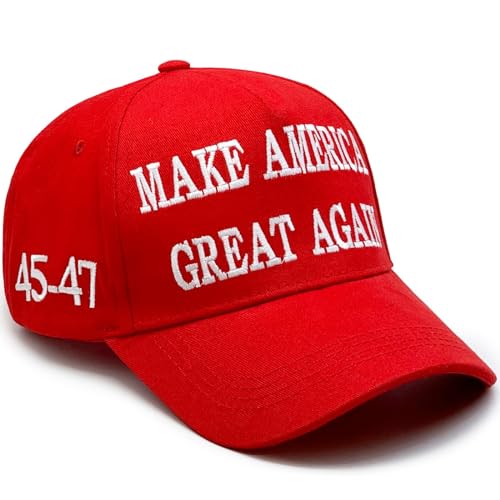 Trump Hat 2024 MAGA 45 47 Make America Great Again Mit USA-Flagge Cap Merchandise Geschenk für Damen Herren, Rot, Einheitsgröße von DKXZWL