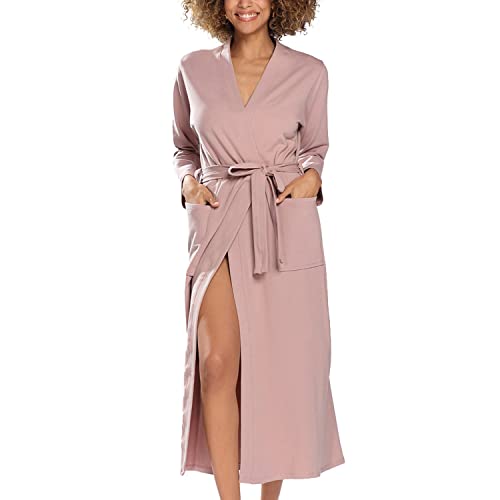 DKaren Women's Bademantel Damen Frottee ohne Kapuze Melisa Clothes, Light Pink, XL von DKaren
