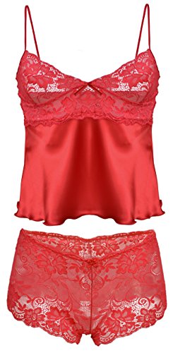 DKaren Damen Nachtwäsche Set | AGA | aus Tüll | Größen XS-2XL 100% Polyester | XS Rot von DKaren