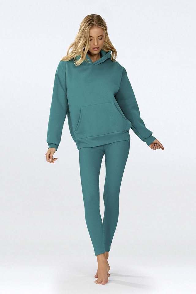 DKaren Freizeitanzug Hausanzug Jogginganzug Leggings Gerippt und Fleece Kapuzenpullover (Set, 2-tlg., Kapuzenpullover + Leggings), Großer Kapuze Baumwolle von DKaren
