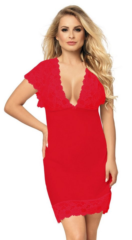 DKaren Nachthemd elegant, mit Spitze, kurzarm - unifarben von DKaren